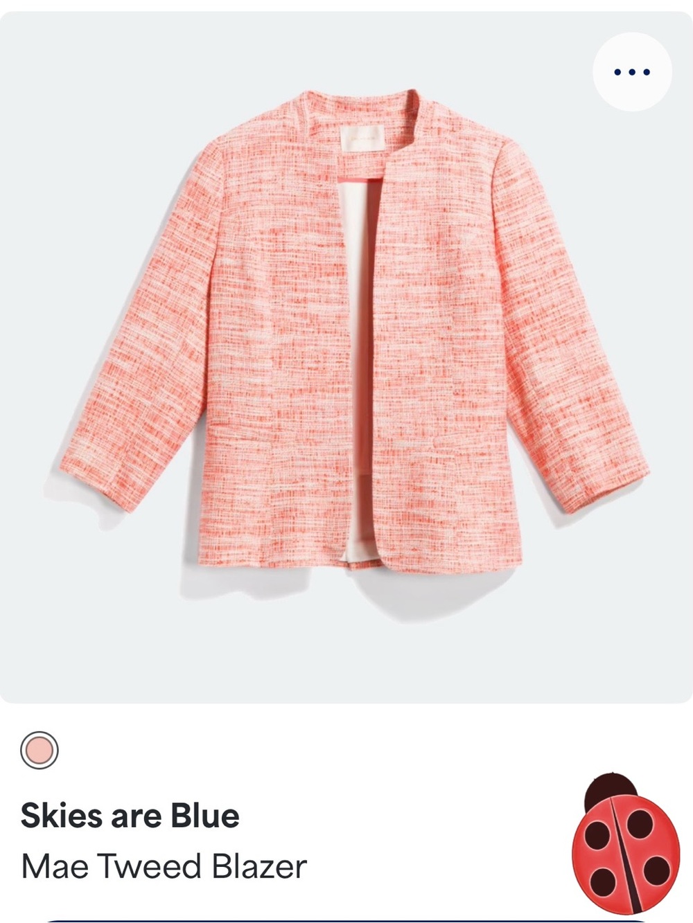 Skies Are Blue Open-Front Tweed Blazer in Coral Size M